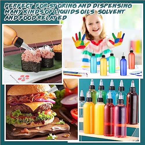 Tanlade 200 Pcs 2oz Plastic Squeeze Bottles with Twist Cap