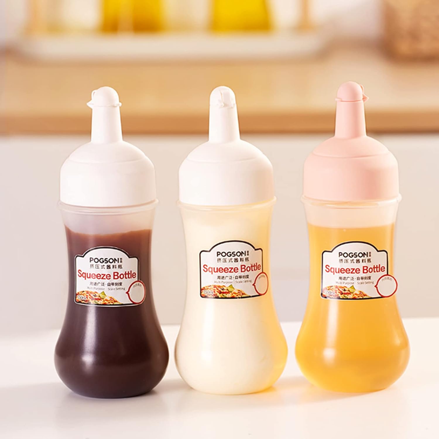 GMBYLBY Condiment Squeeze Bottle with Caps