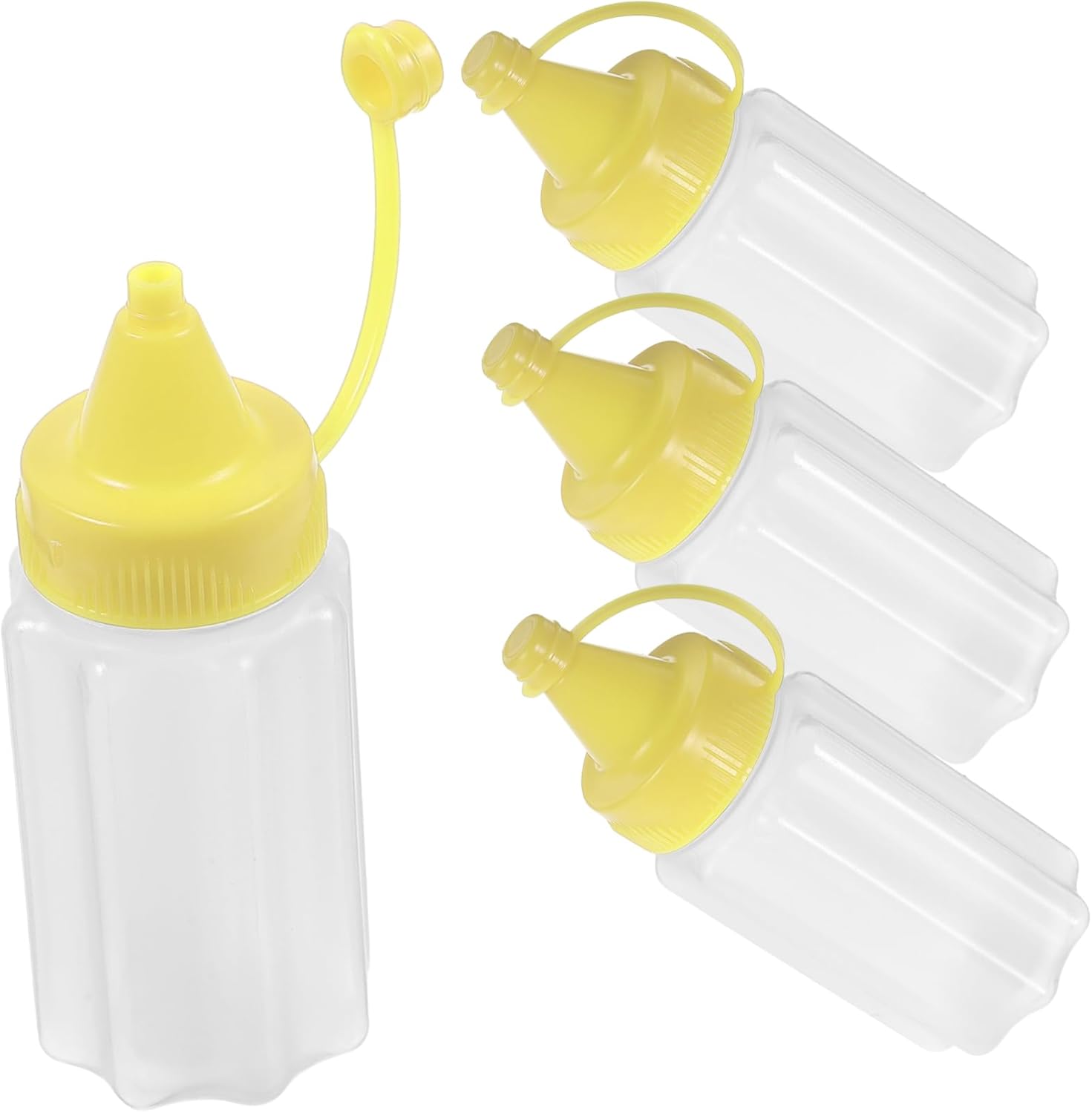 4 Pack Refillable Condiment Squeeze Bottles Yellow Kitchen Tools