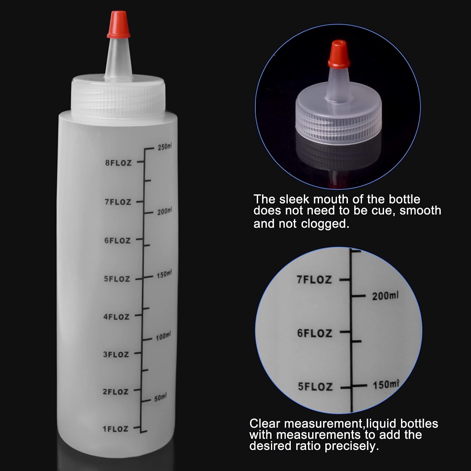 3 Pcs Plastic Squeeze Bottles with Red Cap