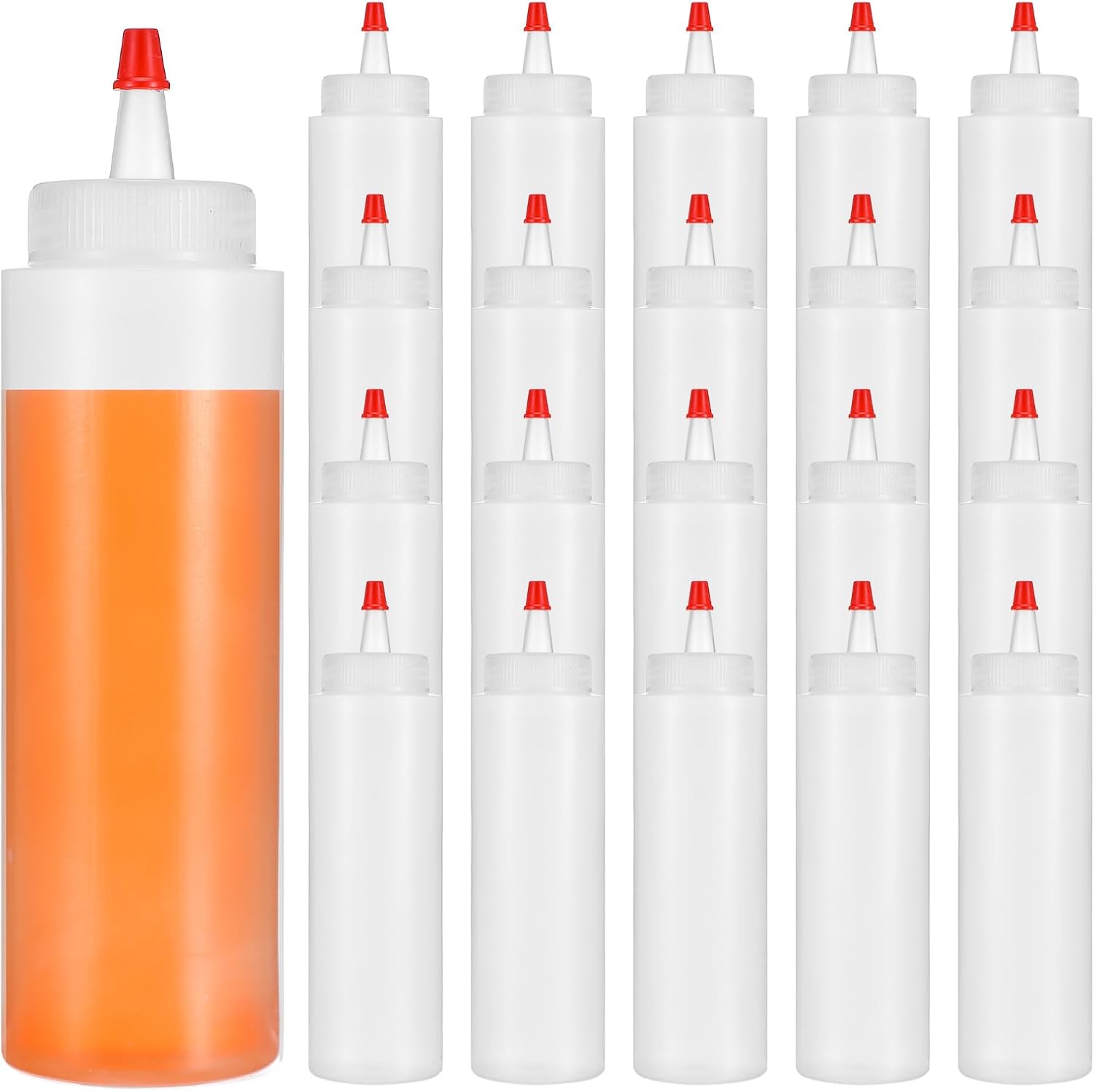 20 Pcs 8 Oz Squeeze Bottles with Red Tip Leakproof