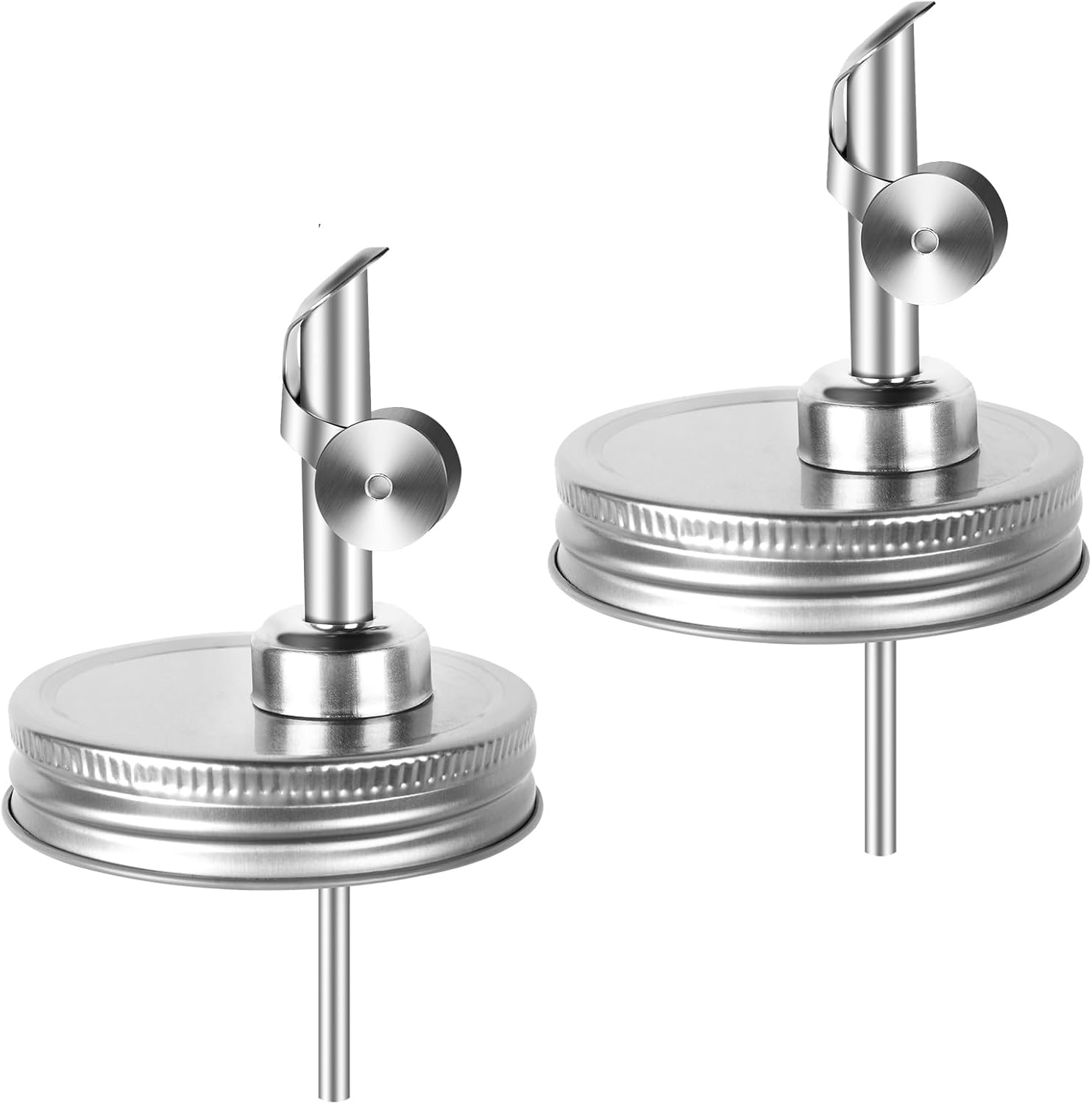 Auto-locking Flip Salad Dressing Dispenser Spouts for Mason Jars Silver