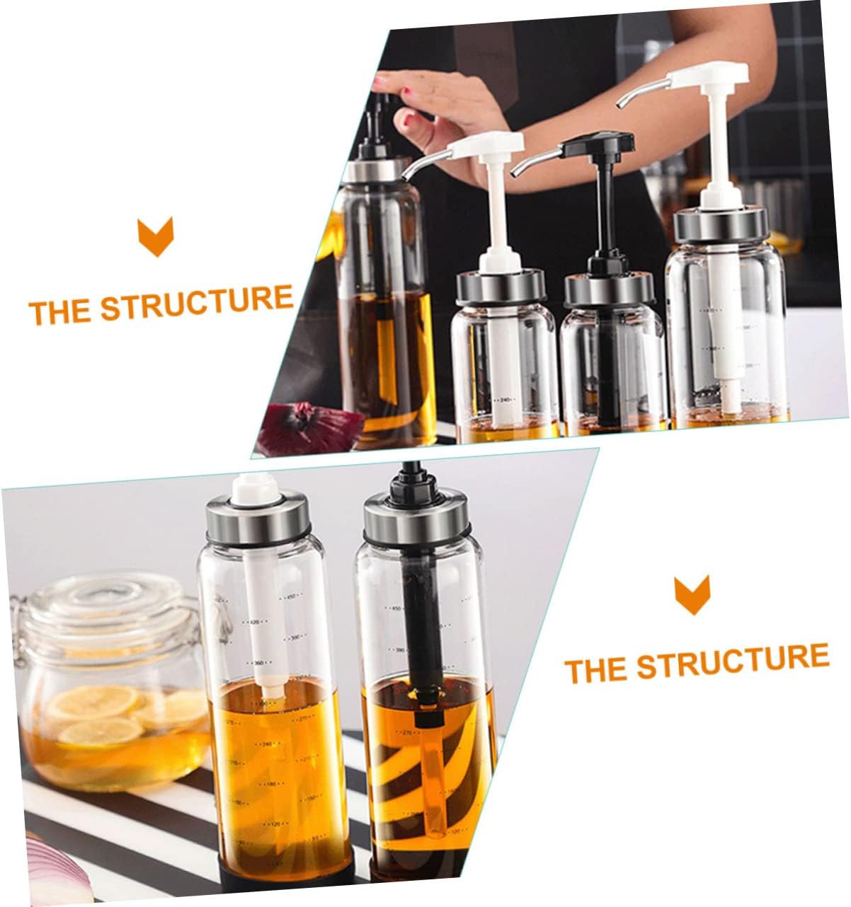 VOSAREA Honey Pump Dispenser Bottle for Honey Salt Sugar Pepper