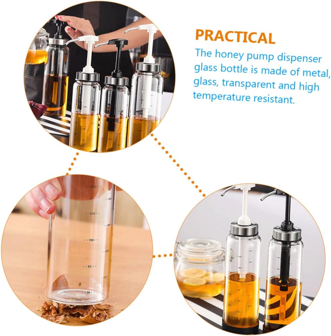 SHOWERORO 500ml Honey Dispenser Jar for Outdoor BBQ