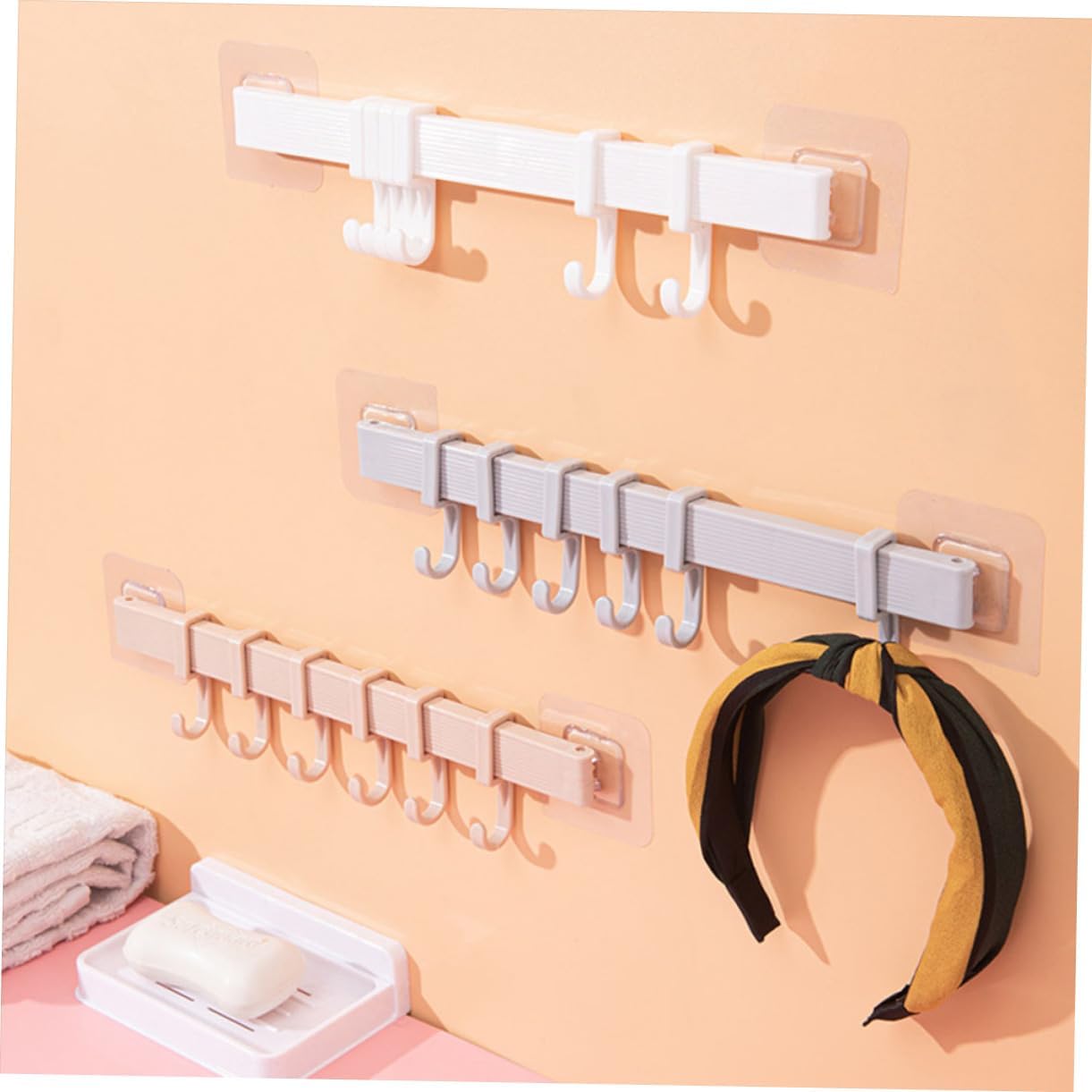 Yardenfun Plastic Adhesive Hook Rack Bathroom Towel Holder
