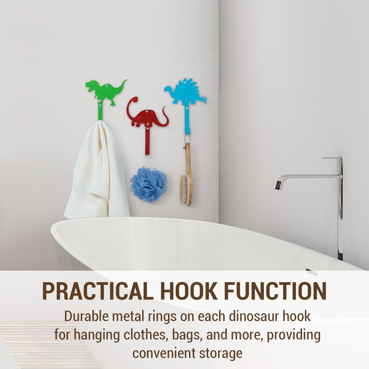 MyGift Fun Dino Coat Hooks 3 Piece Set