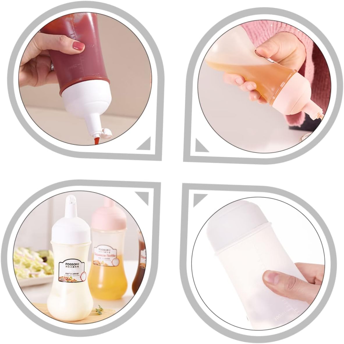 2 Pack Condiment Squeeze Bottles for Ketchup and Sauces
