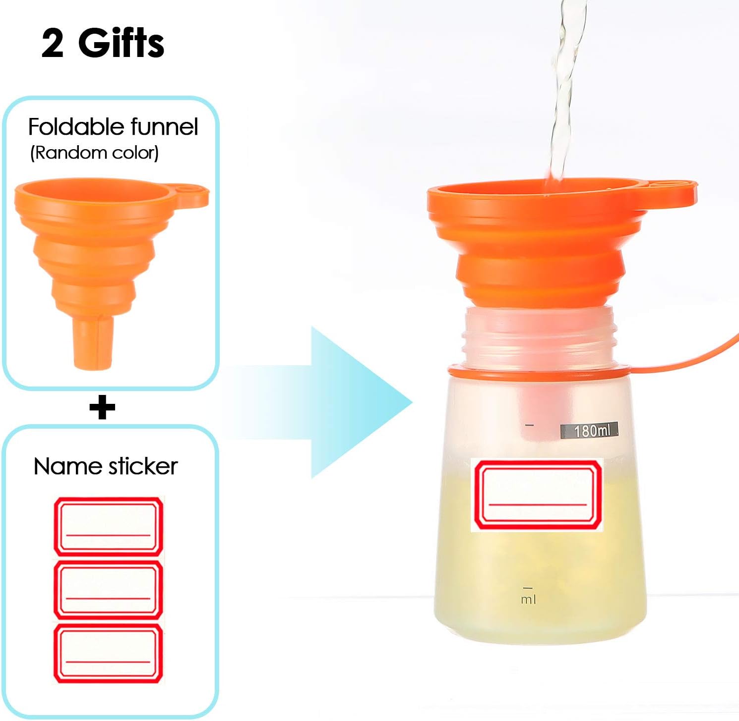 Ondiomn Condiment Squeeze Bottles 3-Pack Wide Mouth BPA Free
