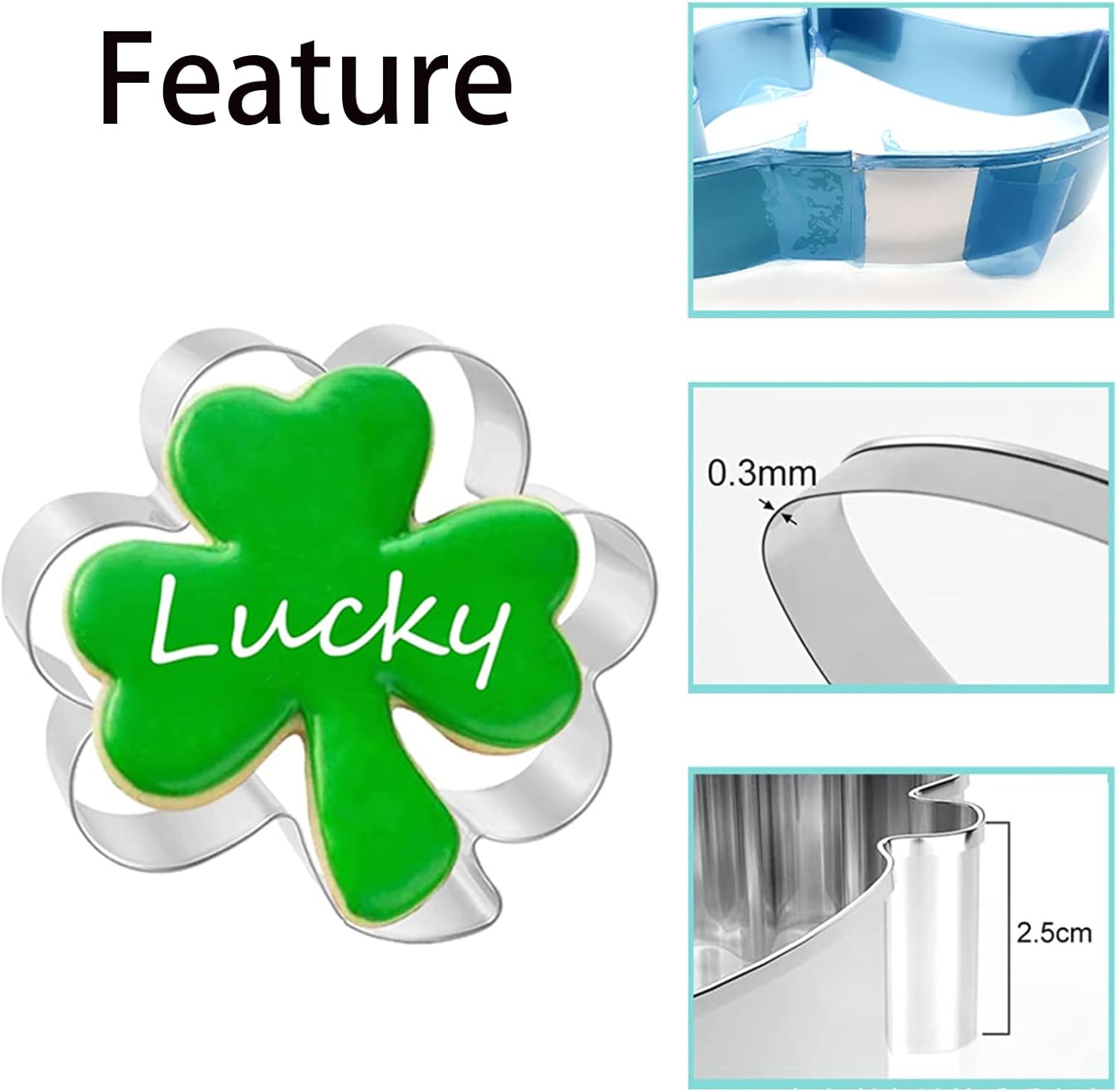 5Pcs Shamrock Cookie Cutters Set for St Patricks Day