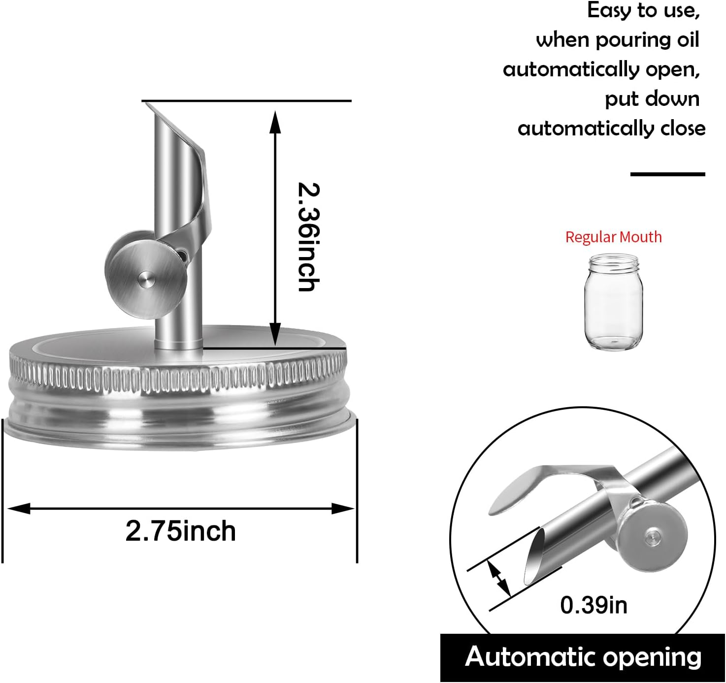Houjioes 2Pack Spout Lids for 275 Mason Jars