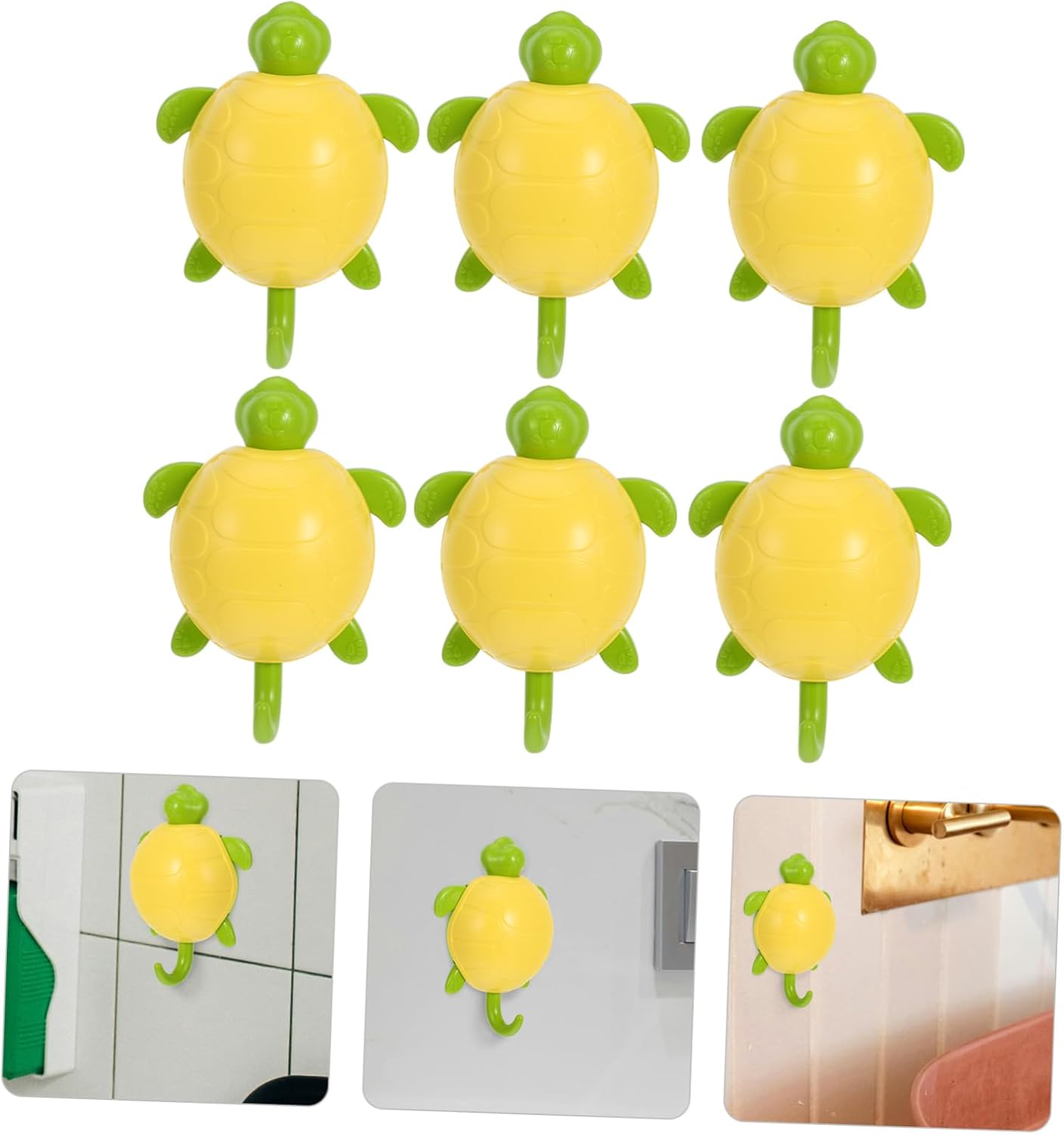6pcs Adhesive Wall Hooks with Cute Turtle Design