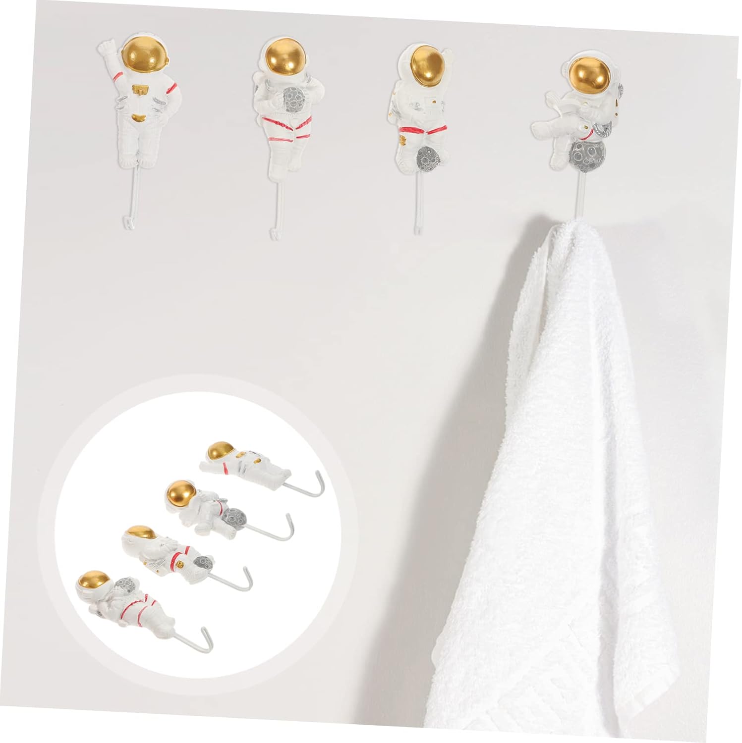 VICASKY 4pcs Space-Themed Astronaut Hooks Wall Decor 1