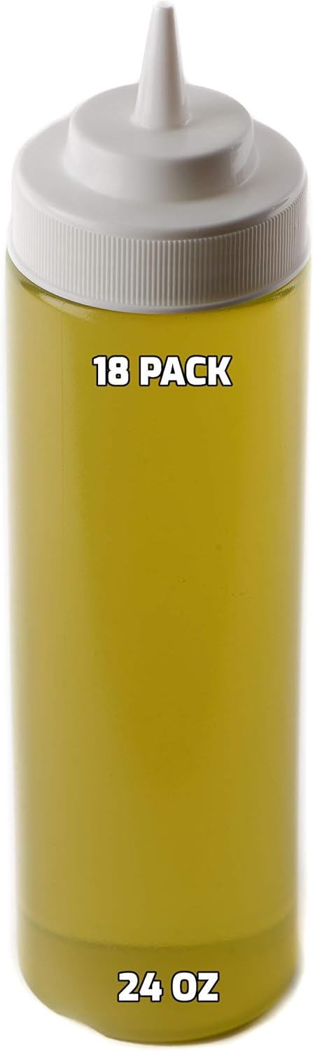 24 Oz BPA Free Condiment Squeeze Bottles 18 Count