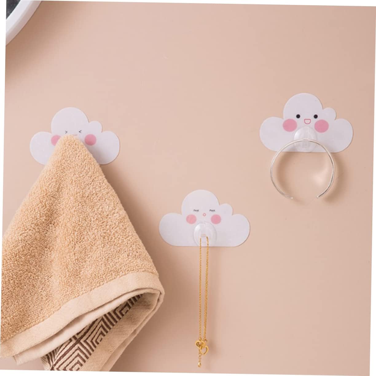 Vaguelly 12Pcs Cartoon Cloud Wall Hooks Adhesive Bathroom Hangers