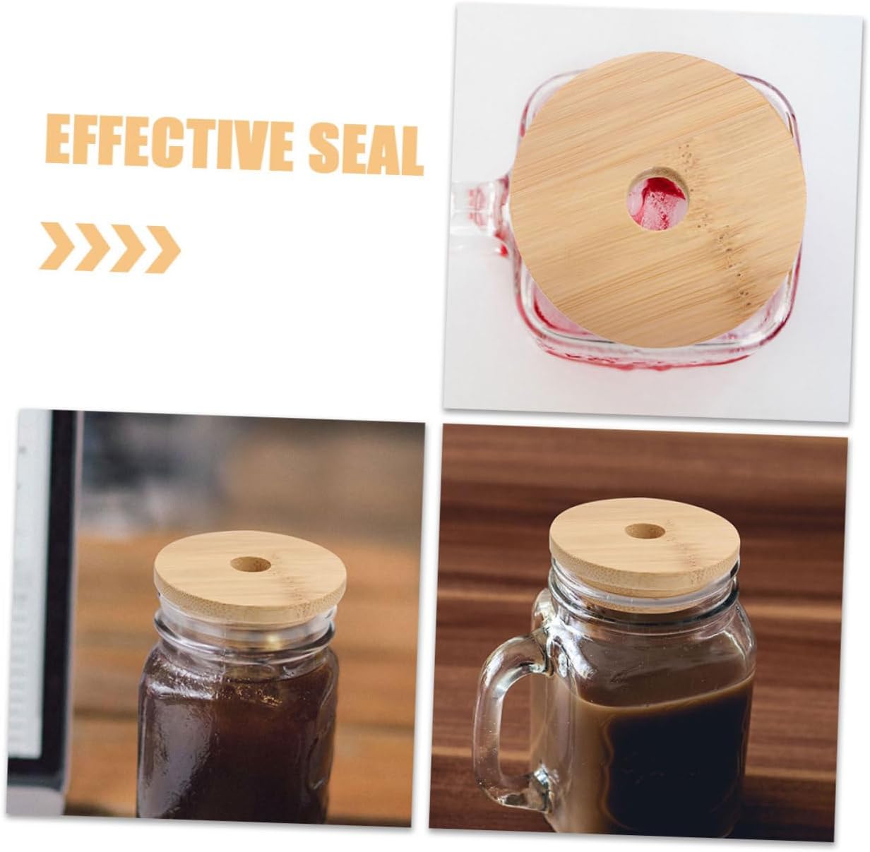 8pcs CIYODO Wooden Lids for Mason Jars with Straw Hole