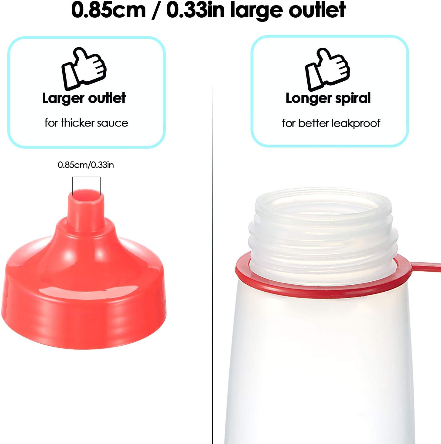 Ondiomn Condiment Squeeze Bottles 2 Pack BPA Free