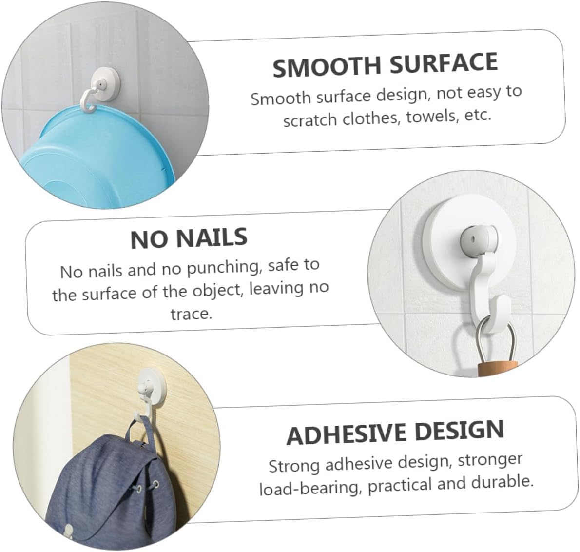 Vaguelly Strong Adhesive Wall Hooks for Bathroom Kitchen Door