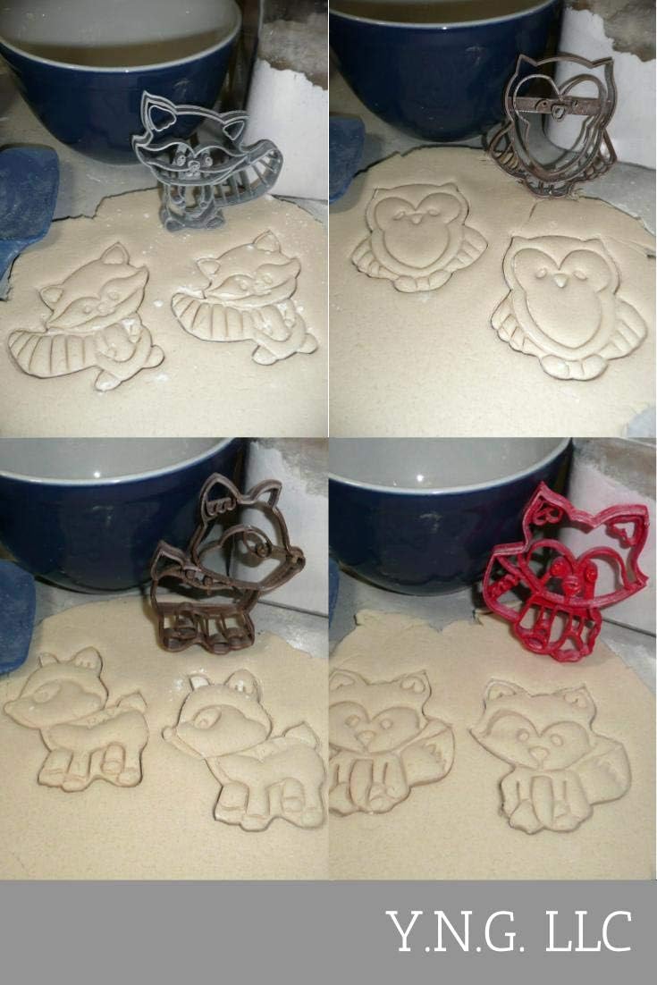 BABY WOODLAND ANIMALS COOKIE CUTTERS - Fox Deer Raccoon Owl Set of 4
