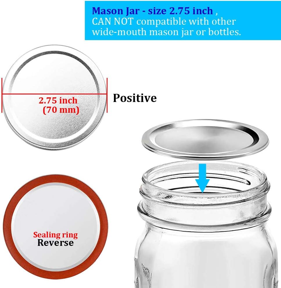 120PCS Canning Lids for Regular Mouth Mason Jars - Airtight Leak Proof