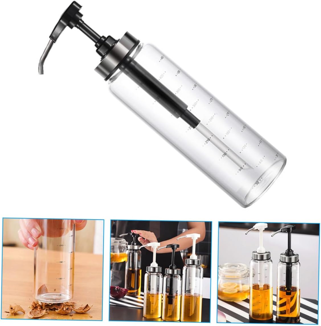 Luxshiny Metal Glass Honey Dispenser Jar