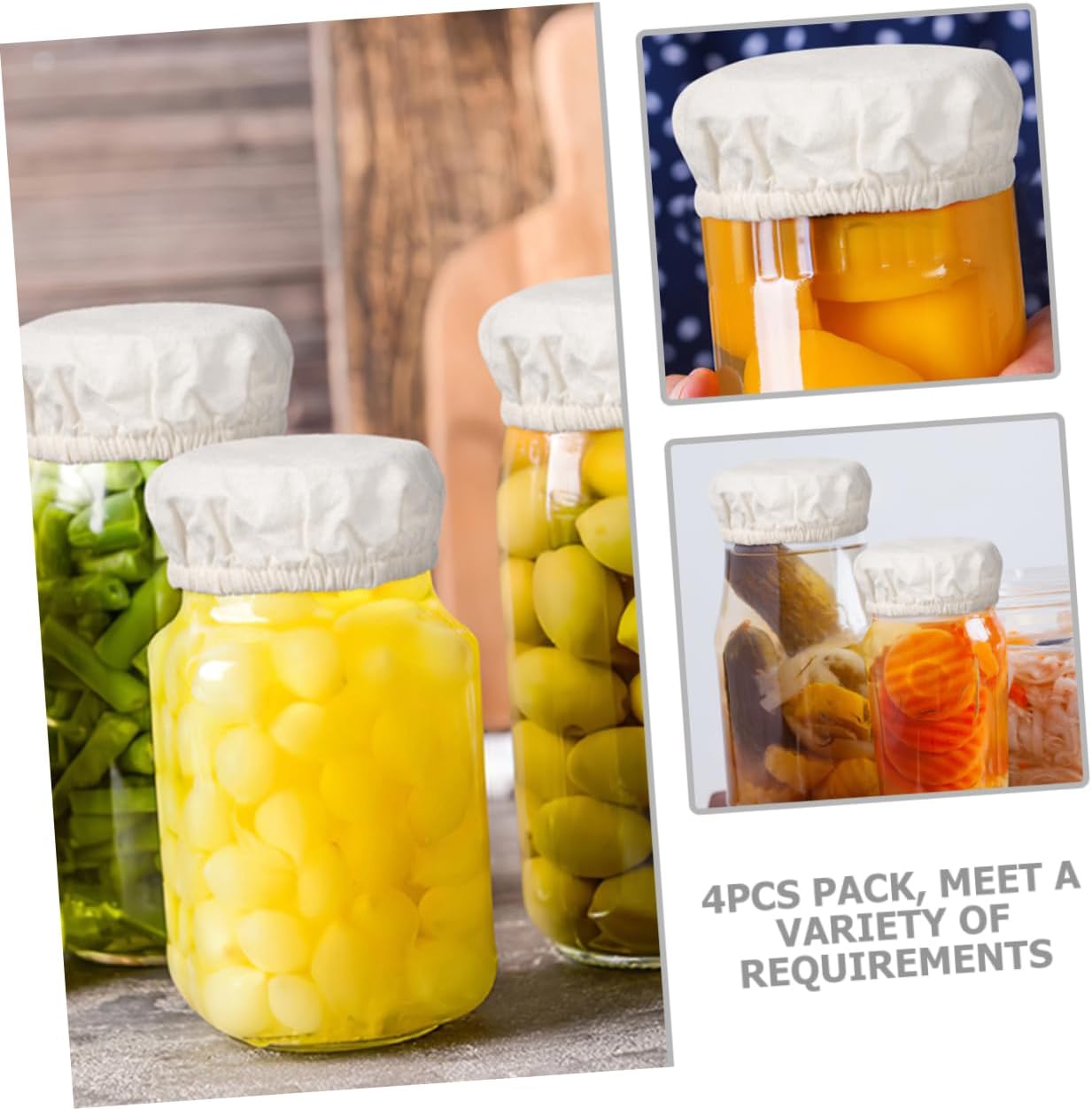 PRETYZOOM 4pcs Cotton Jar Lids for Canning Storage 1