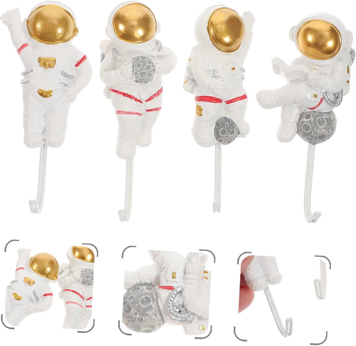 VICASKY 4pcs Space-Themed Astronaut Hooks Wall Decor 1