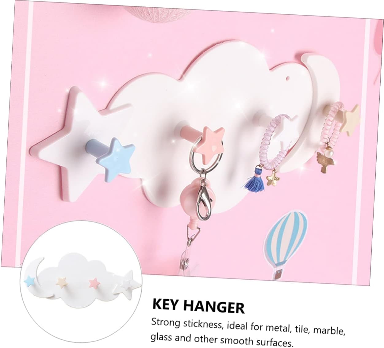 2Pcs Adhesive Moon Star Hooks for Kids Room Decor