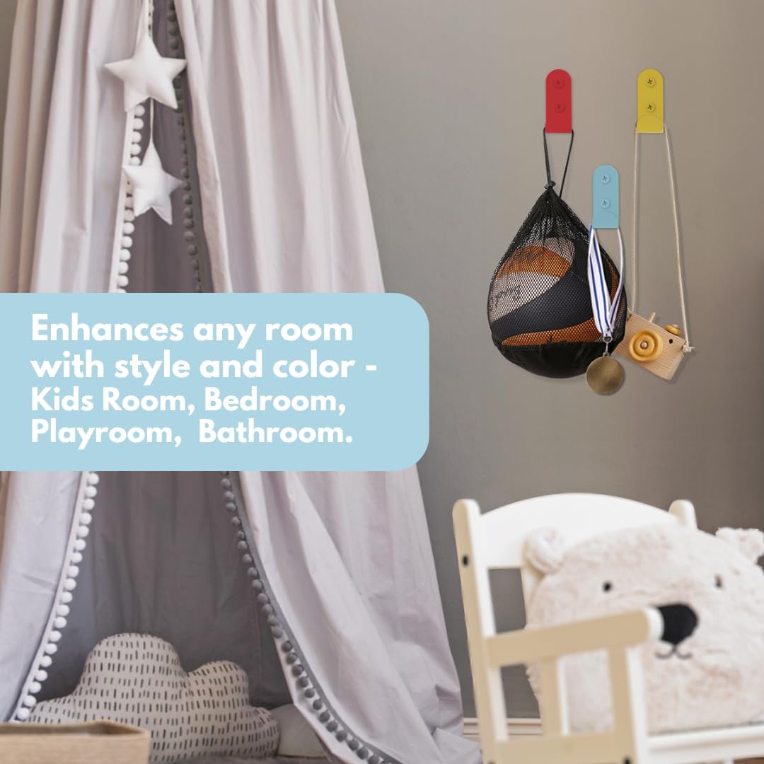 Colourful Heavy-Duty Wall Hooks Set of 3 - Stylish Sturdy