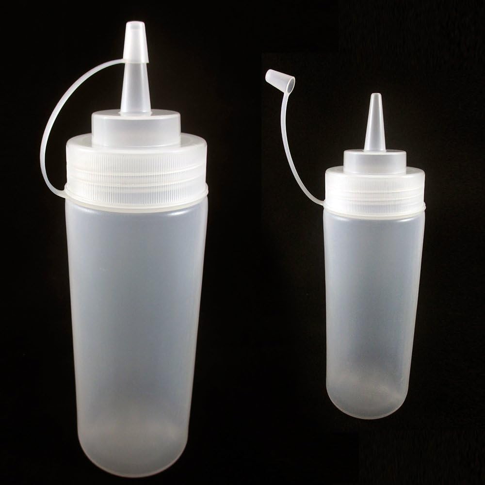 6 Clear Plastic Squeeze Bottles 12Oz Condiment Dispenser