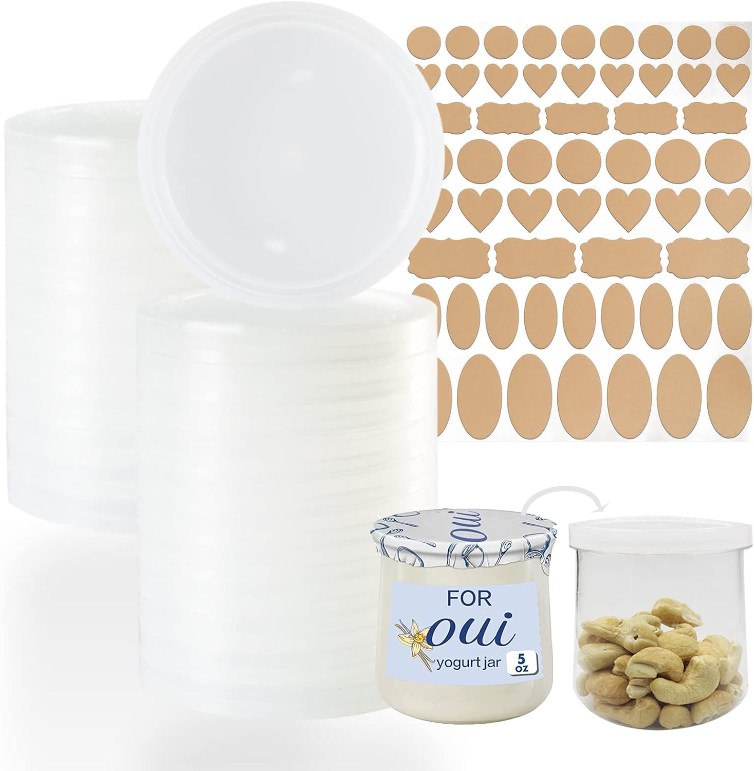 gocola Oui Yogurt Jar Lids 28 Pack Clear Plastic