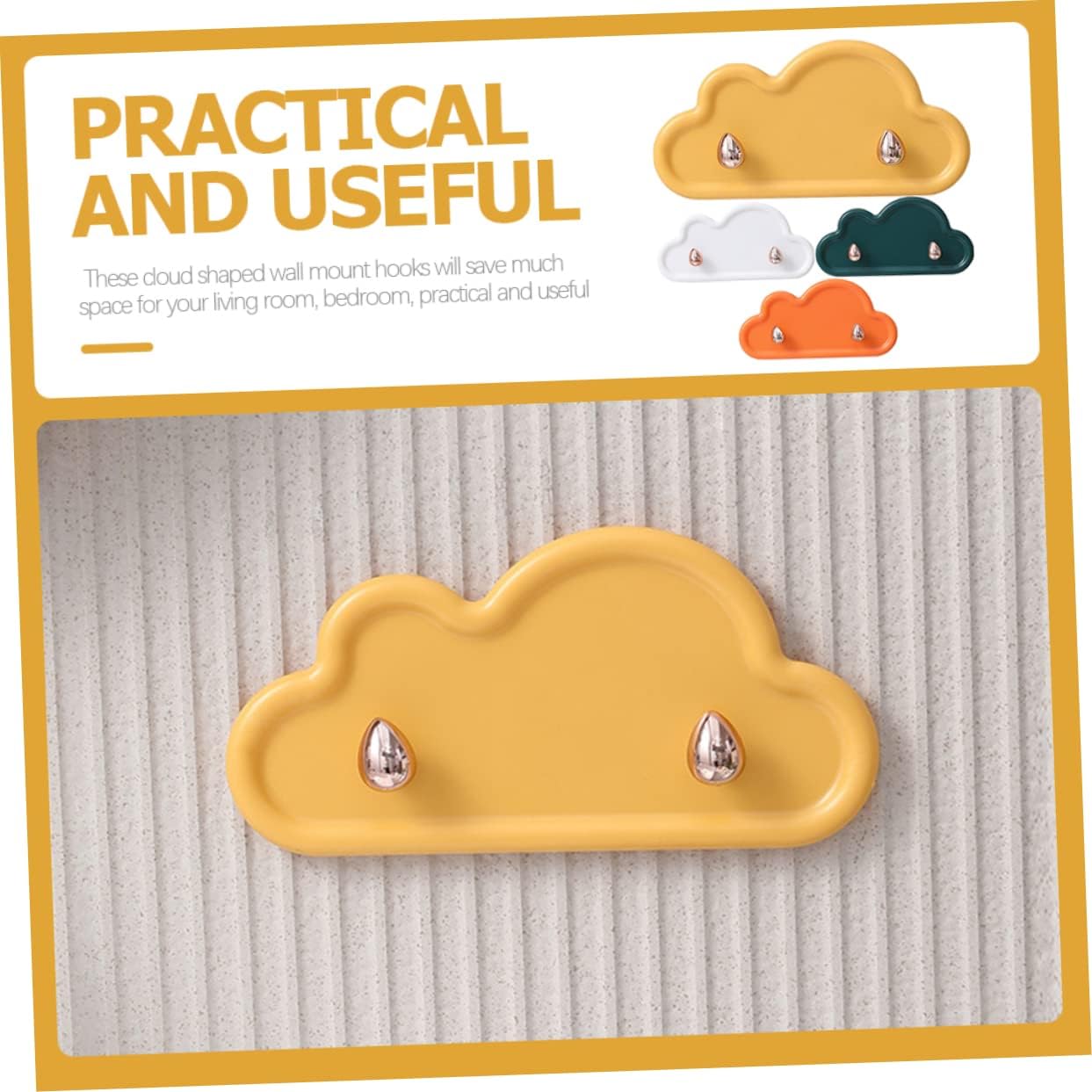 Homoyoyo 4pcs Cloud Shape Adhesive Wall Hooks Multipurpose Key Hangers