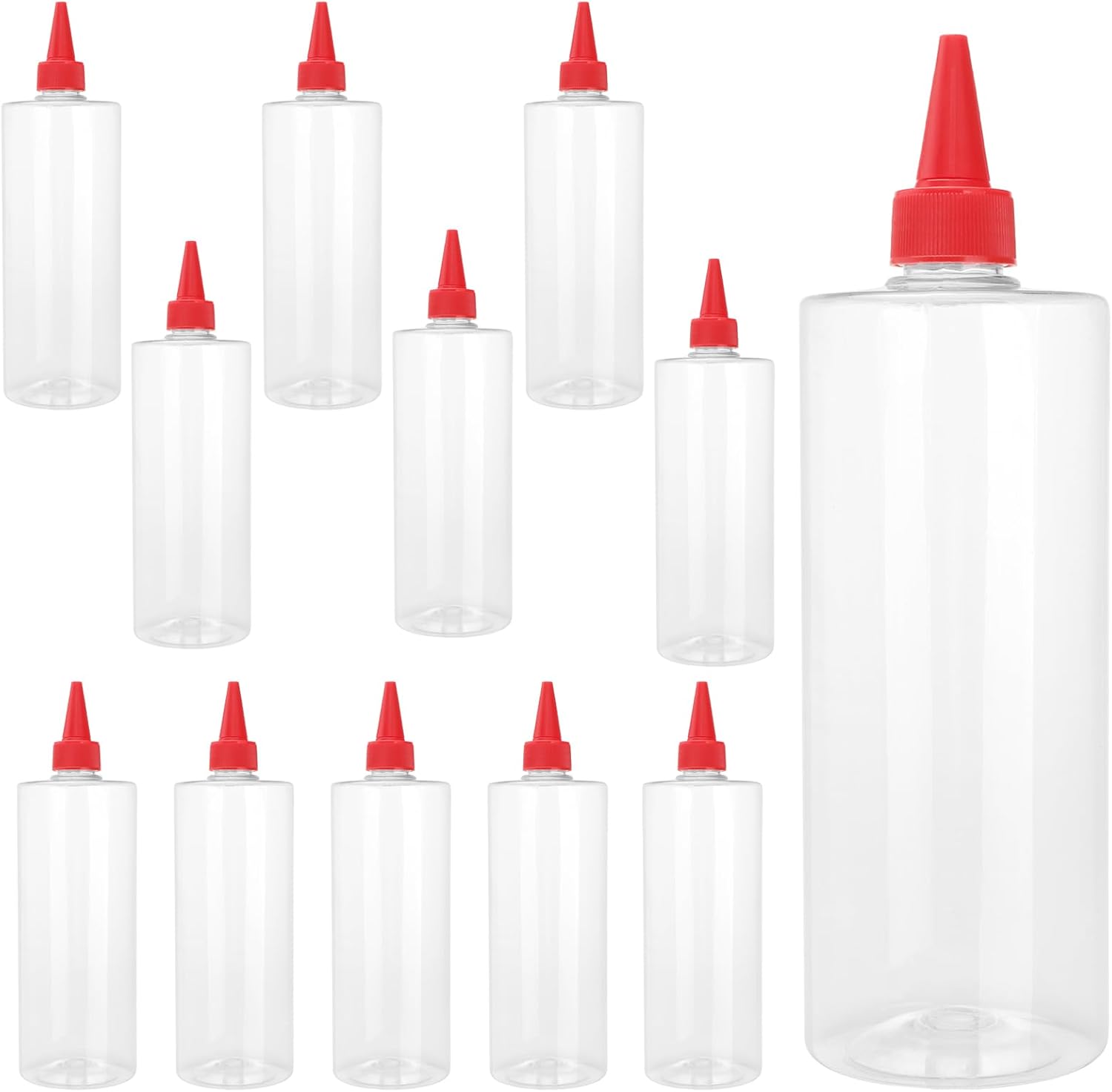 HOIGON 12PCS 16 oz Clear Condiment Squeeze Bottles