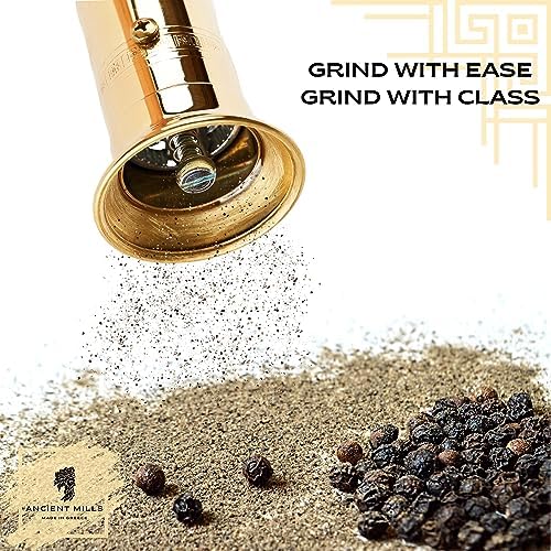 European Brass Pepper Mill Handcrafted Adjustable