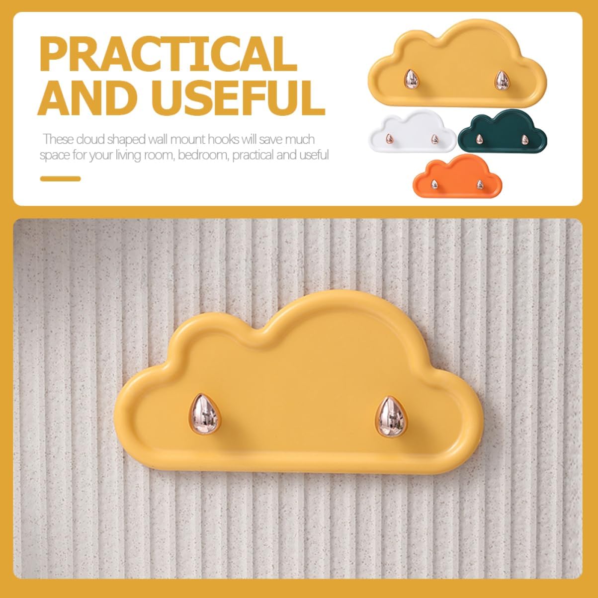 HOMSFOU Adhesive Cloud Key Hooks 4 Pack