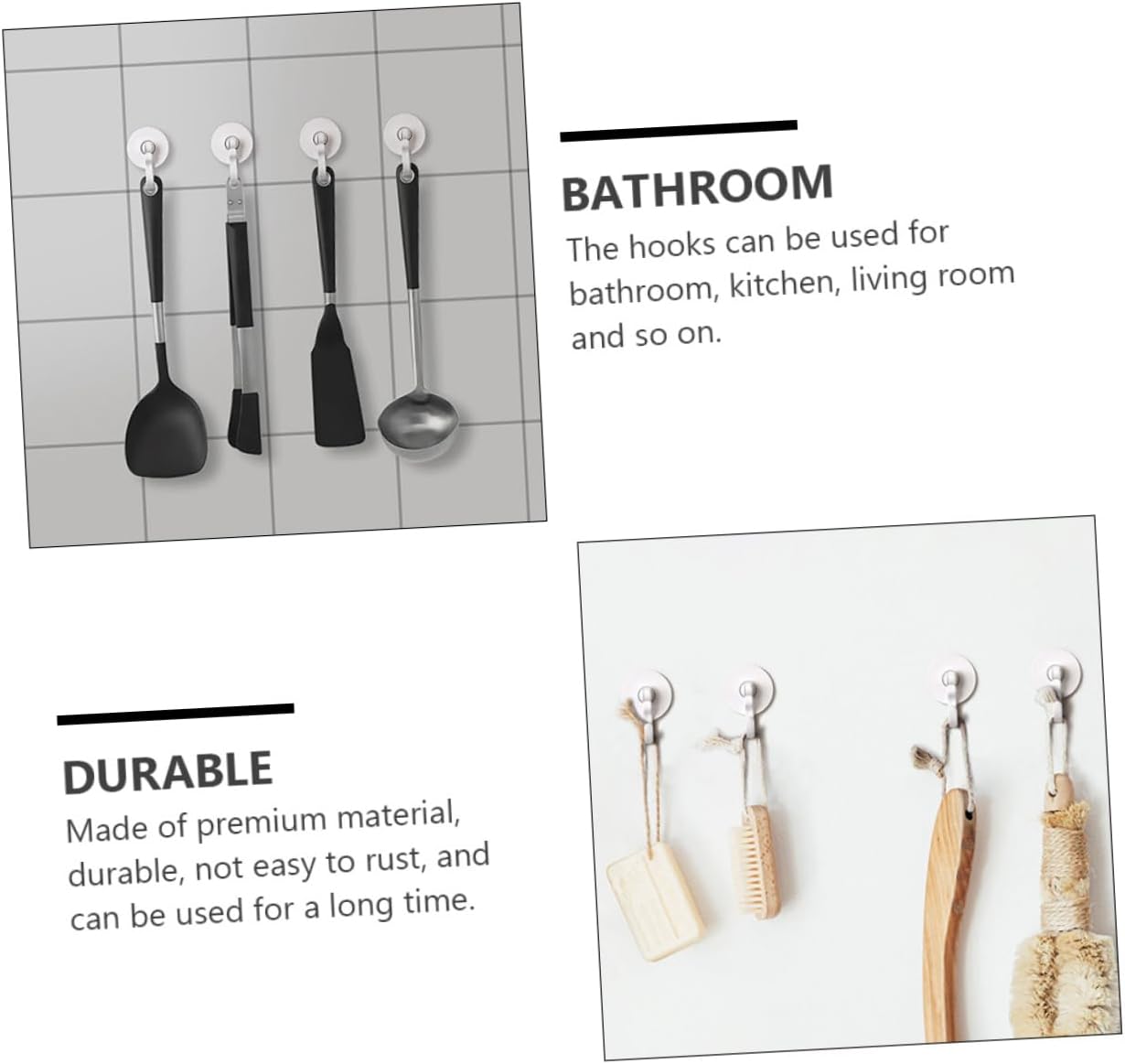 HEALLILY Strong Adhesive Wall Hooks for Kitchen and Door