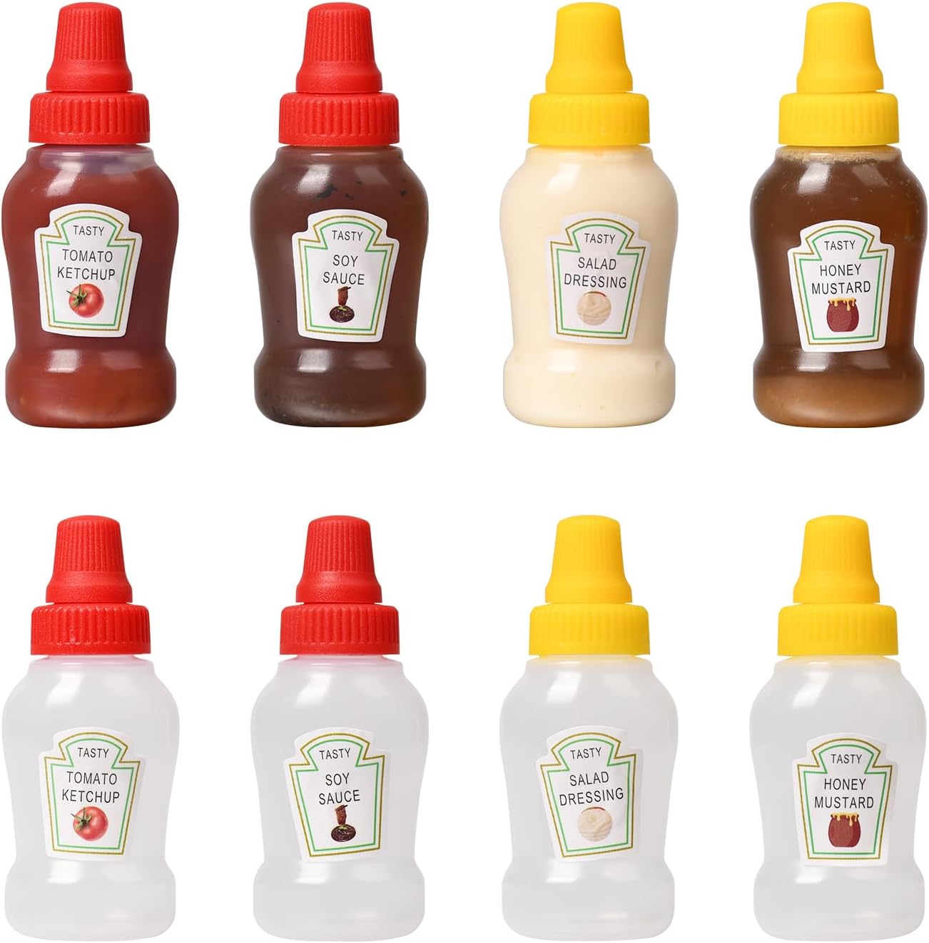 8Pcs Mini Ketchup Bottles 25ml Reusable Condiment Squeeze Bottles