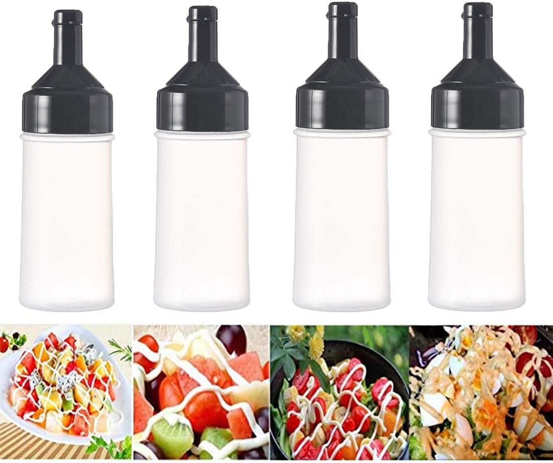 4 Pack 250ml Plastic Squeeze Bottles for Condiments