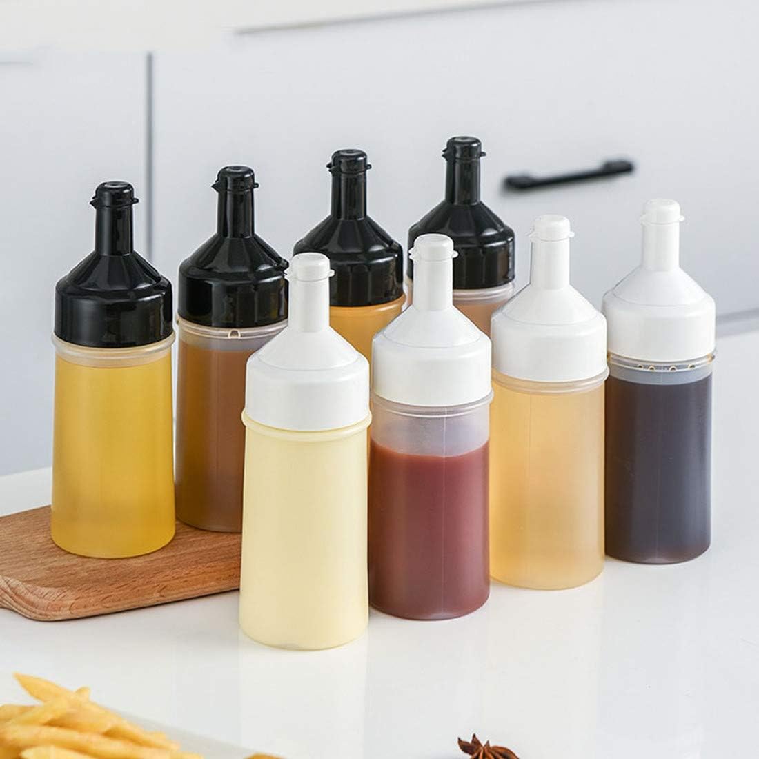 4 Pack 250ml Plastic Squeeze Bottles for Condiments
