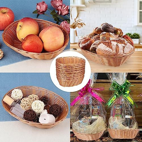 GNIEMCKIN 28 Pack Oval Plastic Wicker Bread Baskets