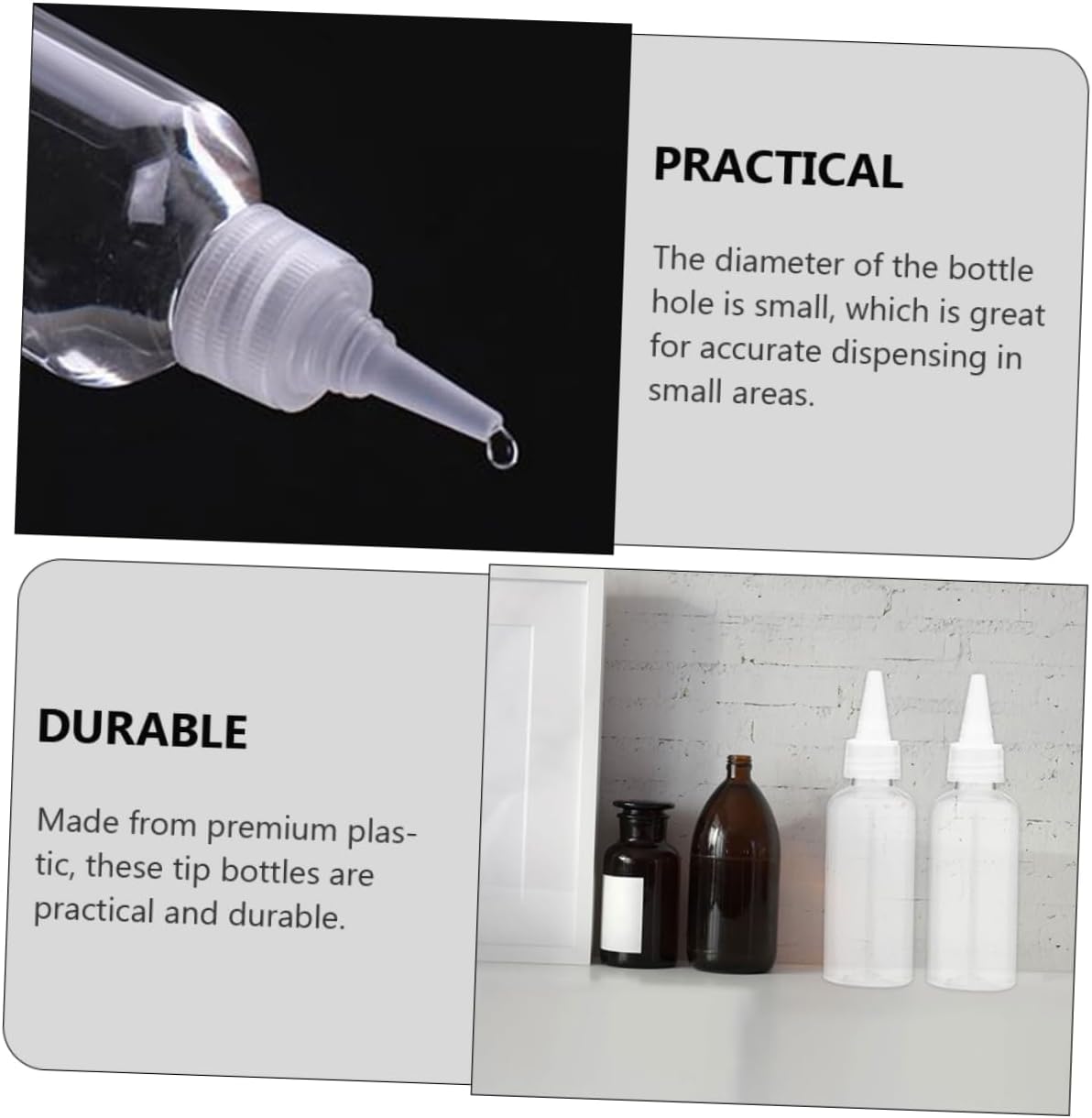 Cabilock 20Pcs Refillable Squeeze Bottles for Crafts Paint and Condiments