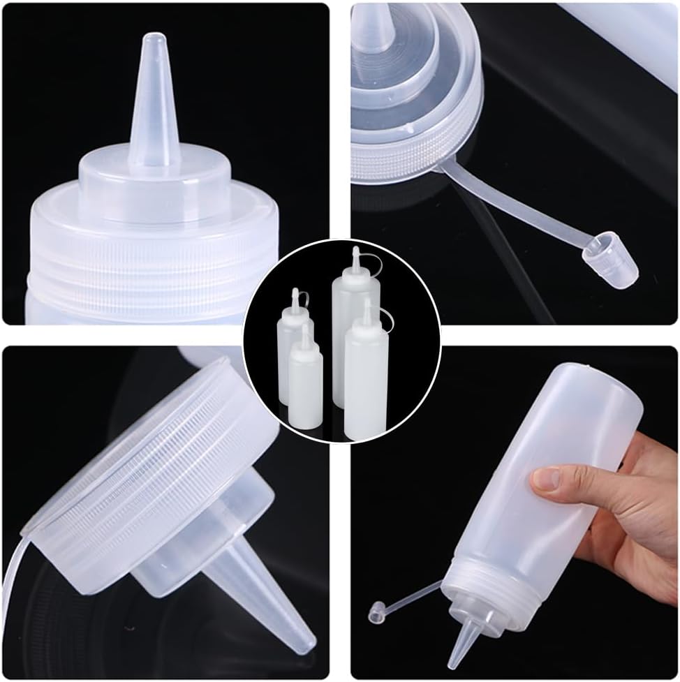 SKYPRO 4-Pack White Plastic Squeeze Bottles Set