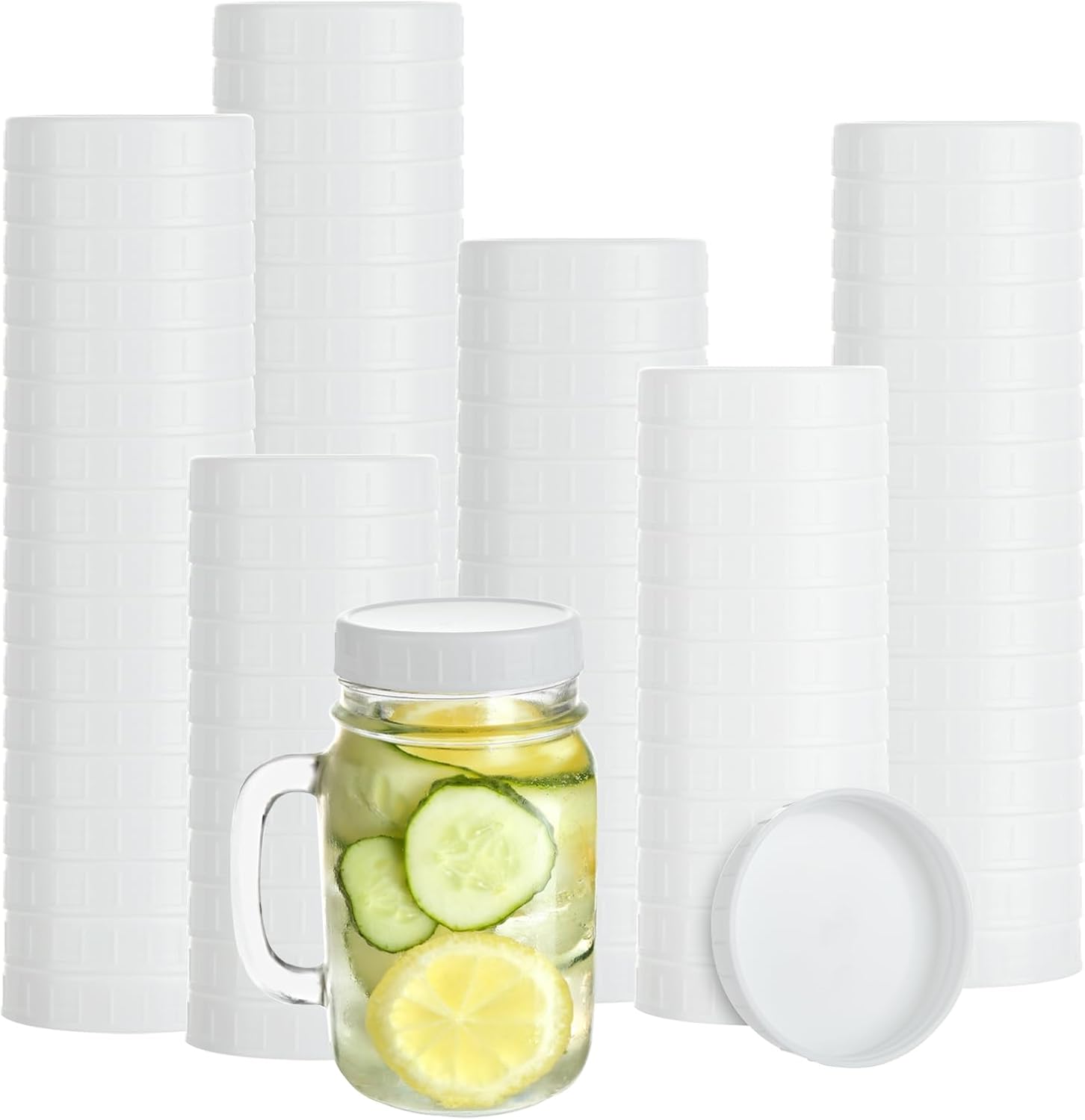 48Pcs White Plastic Canning Lids for Mason Jars 1