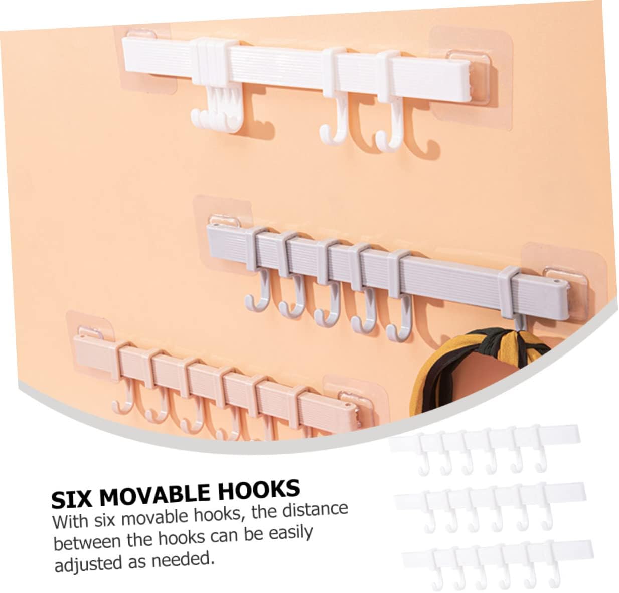 LIFKOME 3Pcs Sticky Hook Rack for Kitchen and Bathroom