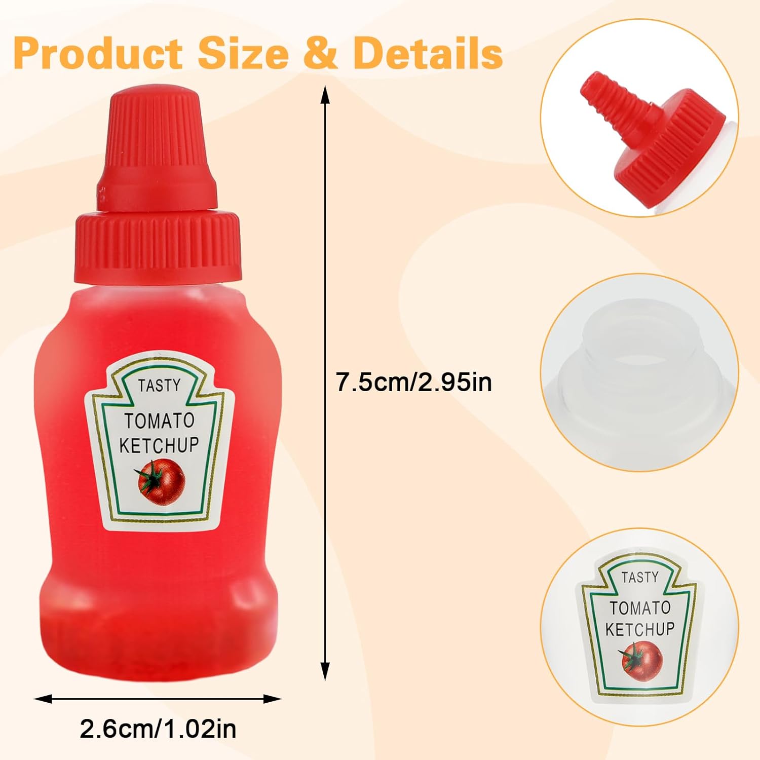 Andibro 4Pcs Mini Ketchup Bottles 23ml Refillable Condiment Containers