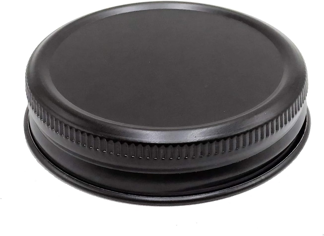 Matt Black Aluminum Canning Lid Set 6 Pack Wide Mouth