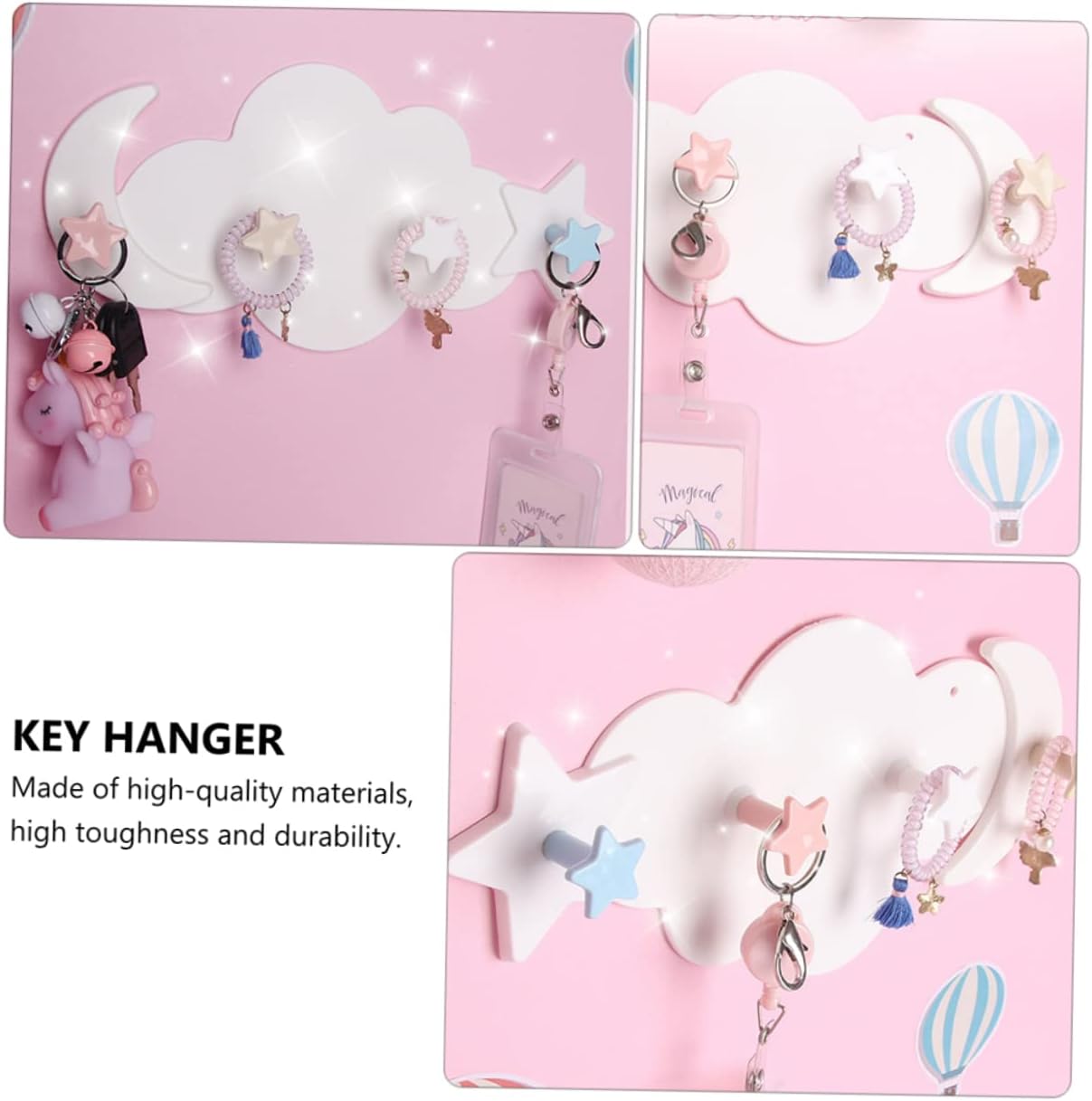 2Pcs Adhesive Moon Star Hooks for Kids Room Decor