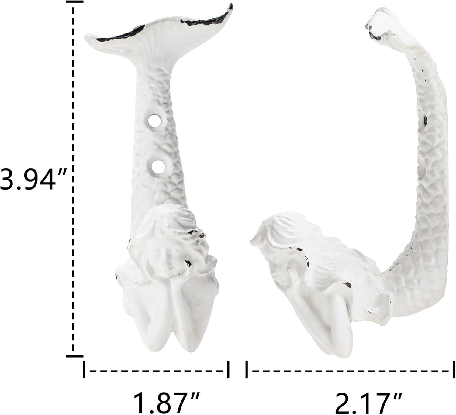 Soffee Design 4pcs White Mermaid Metal Coat Hooks 1