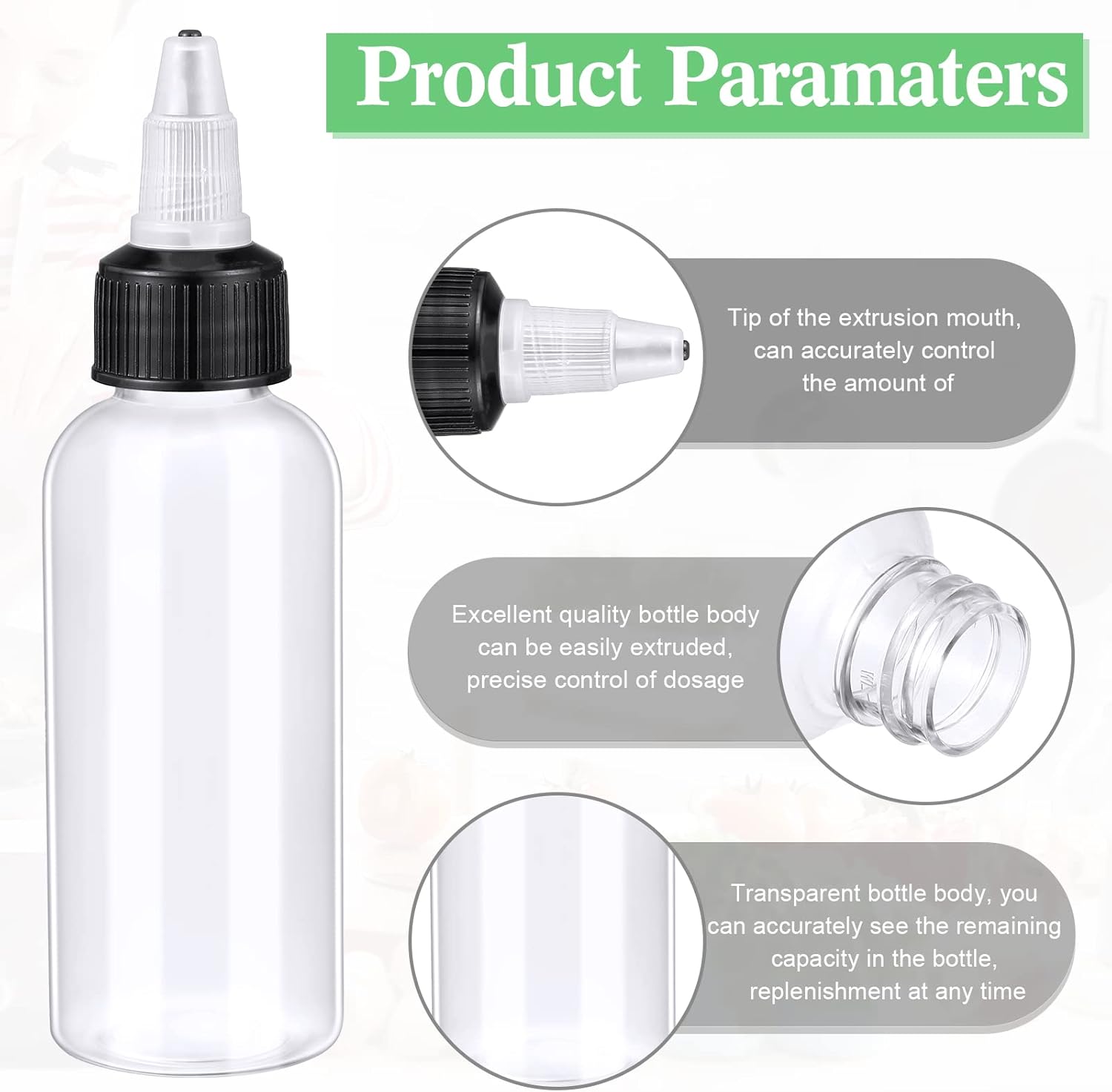48 Pack Round Squeeze Bottles with Twist Caps