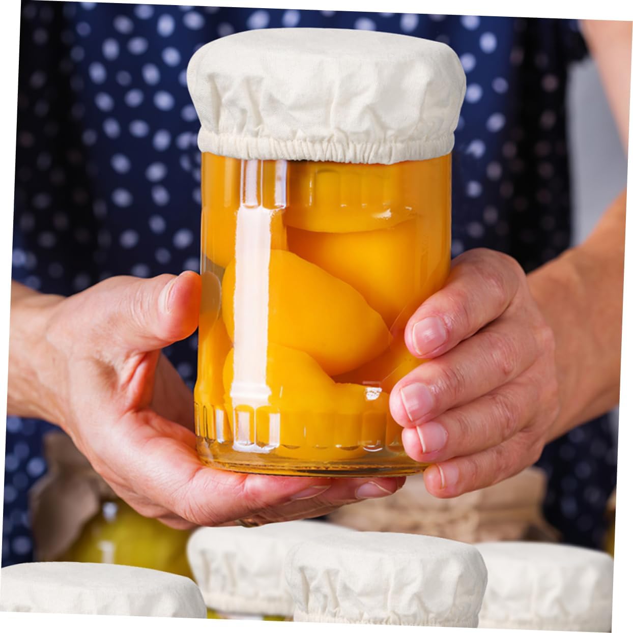 PRETYZOOM 4pcs Cotton Jar Lids for Canning Storage 1