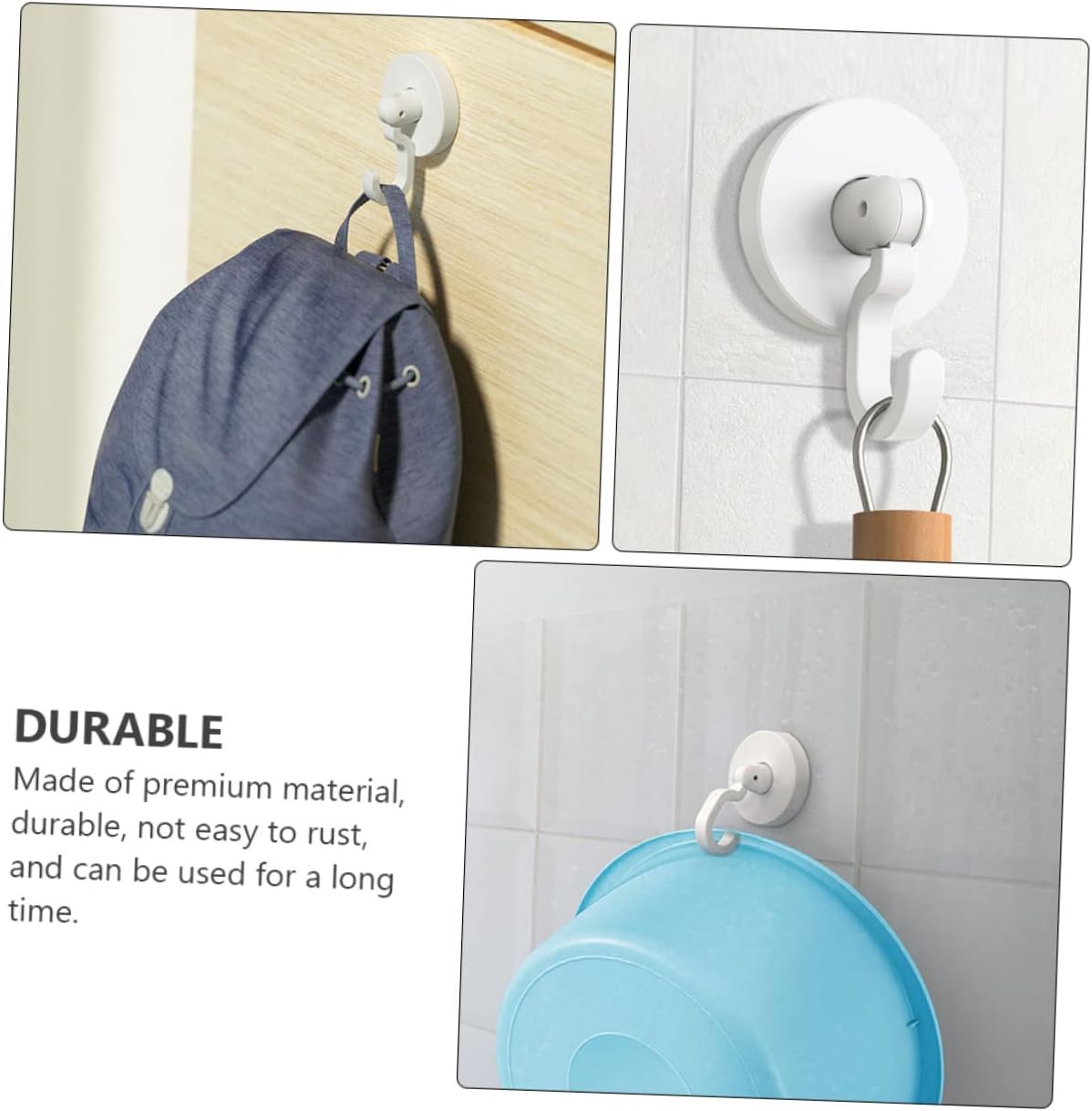 3pcs Strong Adhesive Hooks for Bathroom and Kitchen